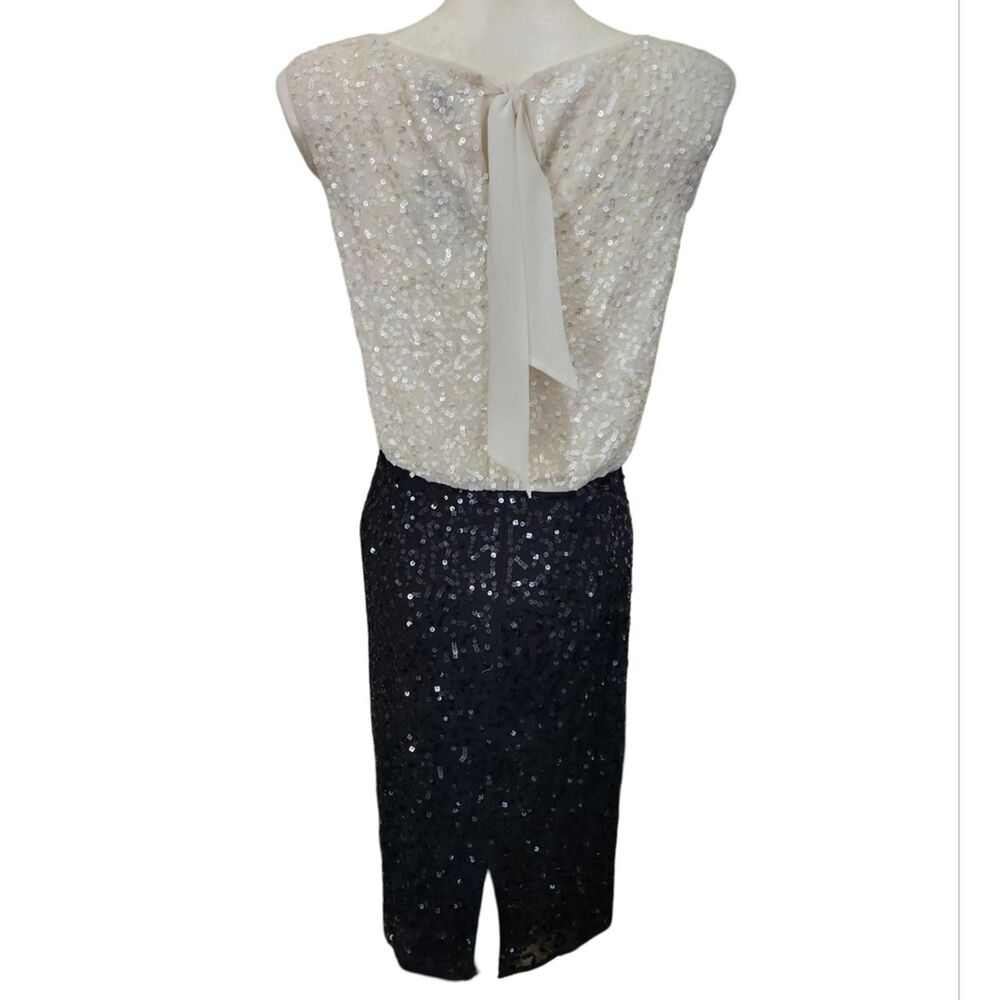 Ann Taylor Sequin Black & Cream Cocktail Dress Size 12 NWT - Picture 5 of 8